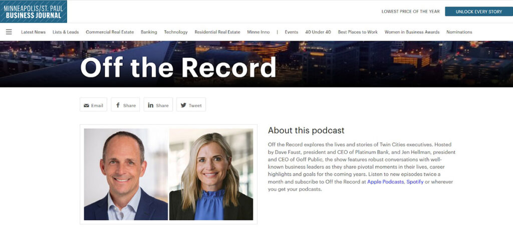 American City Business Journals and Platinum Bank