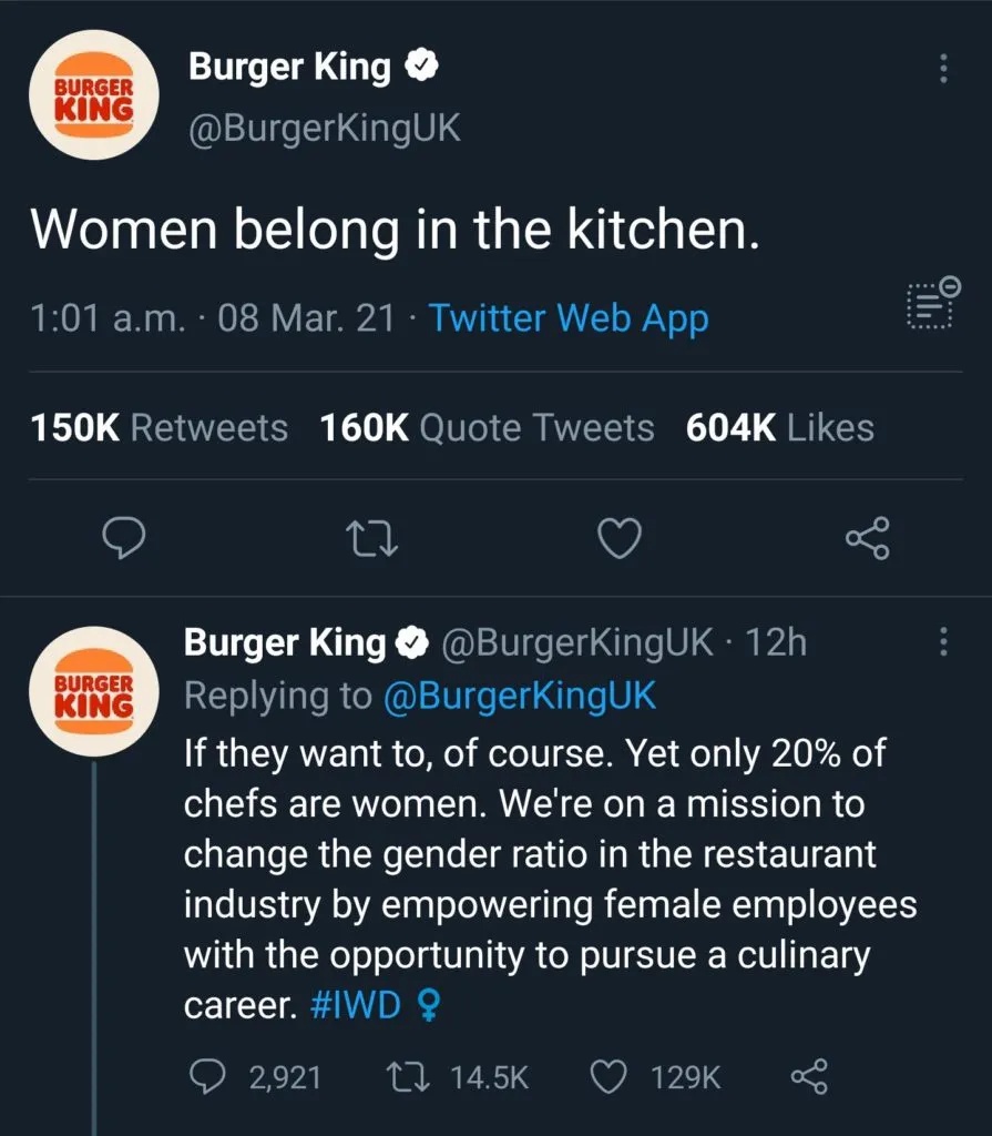 Burger King’s Women’s Day Tweet